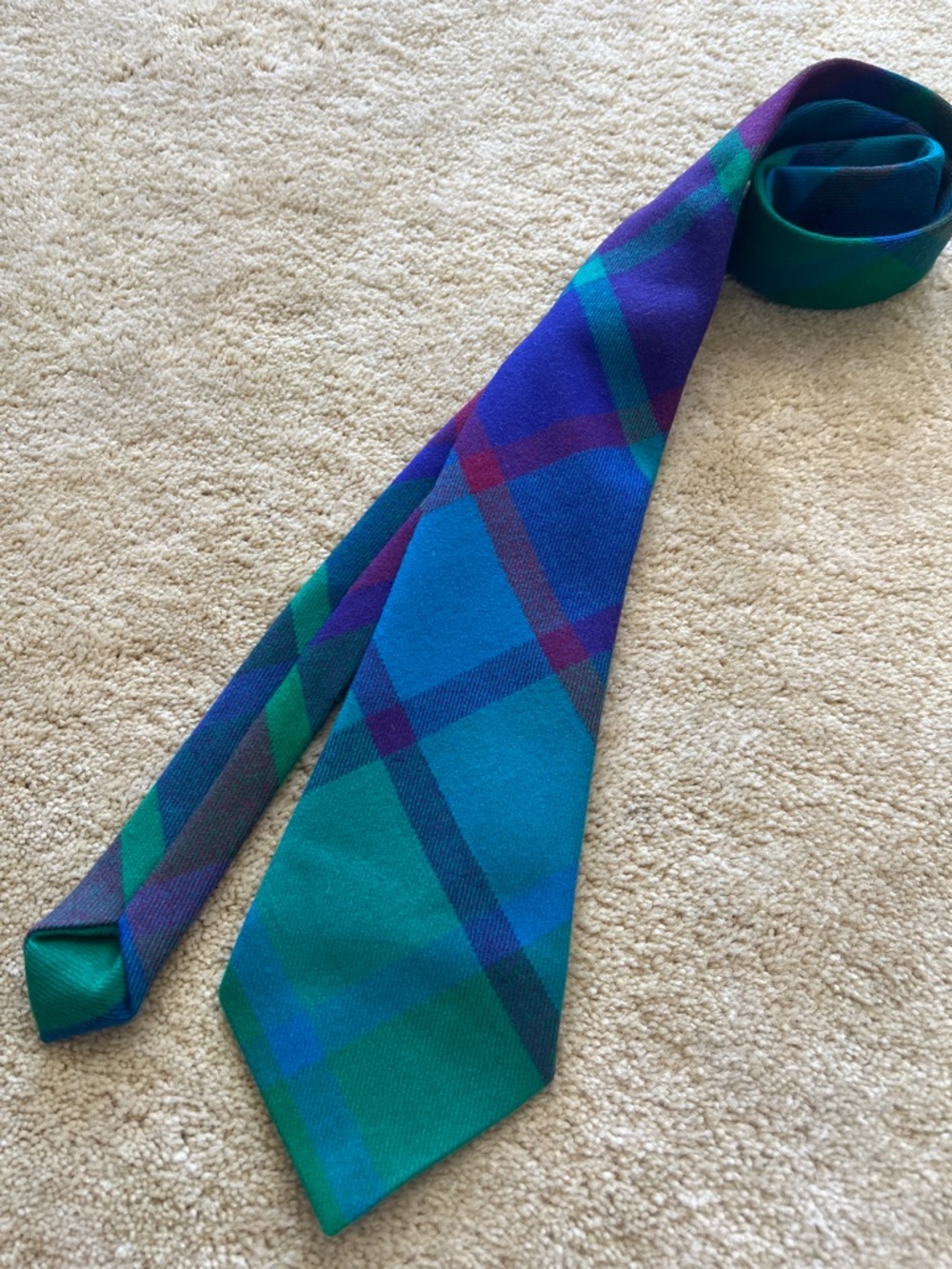 100% silk, heritage-style plaid tie from Avoca Blue & Green Plaid Silk Tie